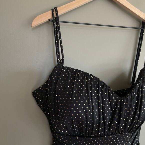 Magicsuit Rialto Pinpoint One Piece Polka Dot Swimsuit Black Gold Size 16DD Chic - Picture 3 of 16